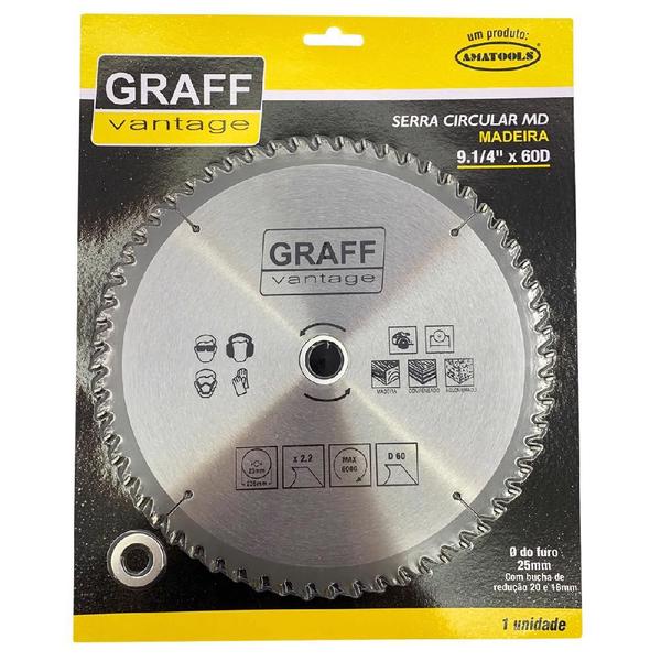 Imagem de Serra Circular C/ Pastilha de Metal Duro P/ Madeira 9.1/4''x60D (579,0008) - Graff Vantage 