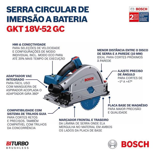 Imagem de Serra circular de imersão Bosch GKT 18V-52 GC SB, em maleta