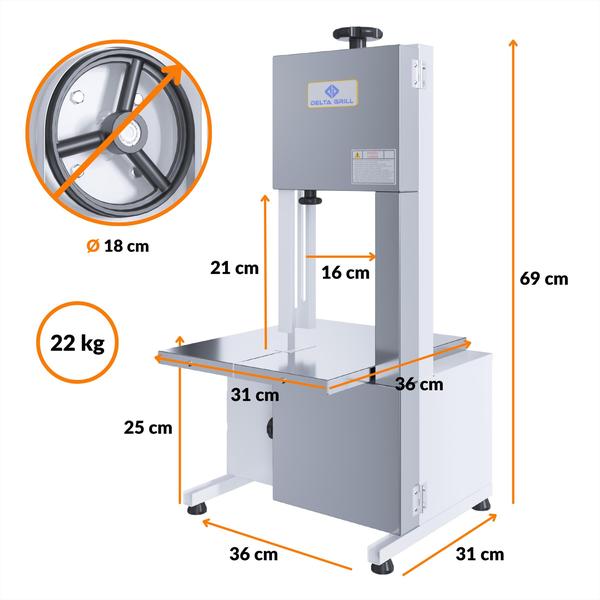 Imagem de Serra Fita Bancada Aço Inox Máquina Cortar Carne Serrar Osso Semi Profissional 1,46 Delta Grill