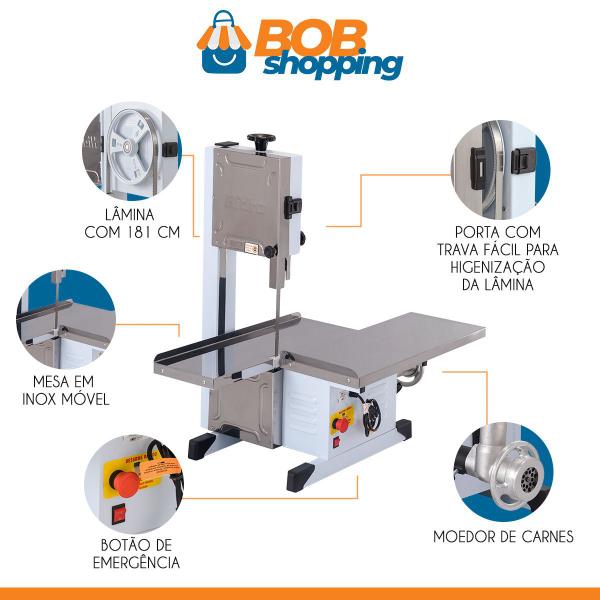 Imagem de Serra Fita de Bancada Com Moedor de Carnes 56 x 98 x 92 Cm Mesa Móvel Aço Carbono Bivolt - Hidro