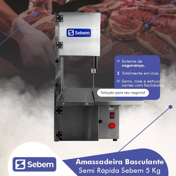 Imagem de Serra Fita para Açougue Total Inox com Moedor 3 em 1 - Sebem