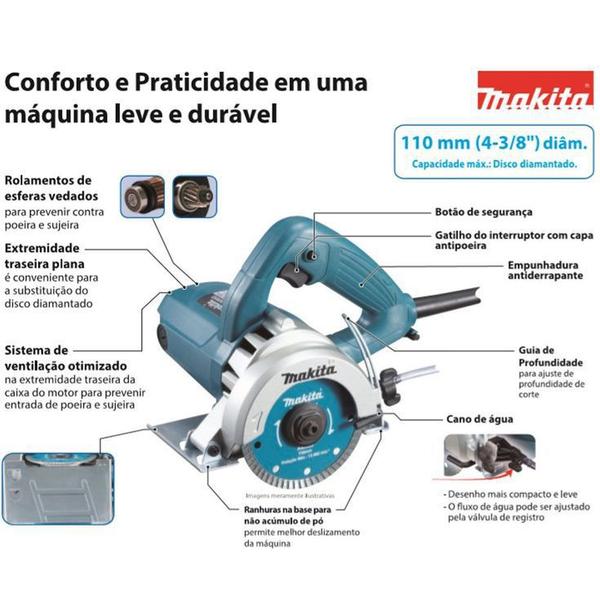 Imagem de Serra Marmore 4.3/8 4100nh3zx2 Makita + Acessórios