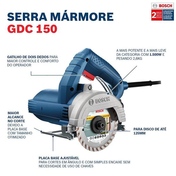 Imagem de Serra Mármore 5" 1500w GDC 150 Titan com 2 Discos Bosch