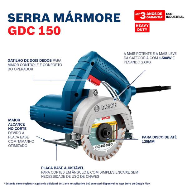 Imagem de Serra Mármore Bosch GDC150 + Disco 1500W 127V