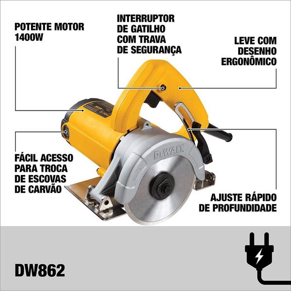 Imagem de Serra Mármore DEWALT 4-7/8" (125mm) DW862 220V