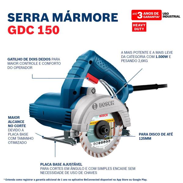 Imagem de Serra Mármore GDC 150 TITAN 1500W 127V 4 Discos Bosch