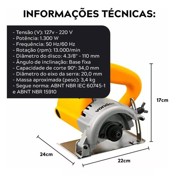 Imagem de Serra Mármore Profissional Vonder Smv1300s Tipo Makita 1300w