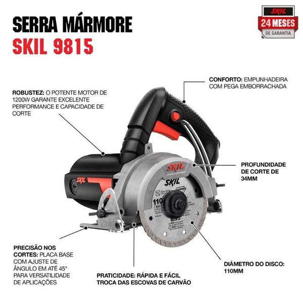 Imagem de Serra Mármore Skil 9815 1200W 127V, com 2 Chaves 