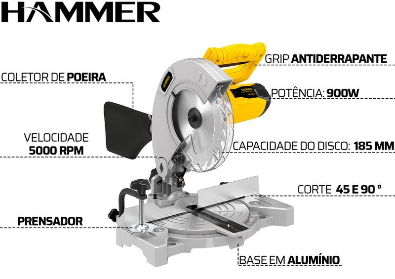 Imagem de Serra Meia Esquadria Hammer - 900w - 127V Profissional Para Madeira