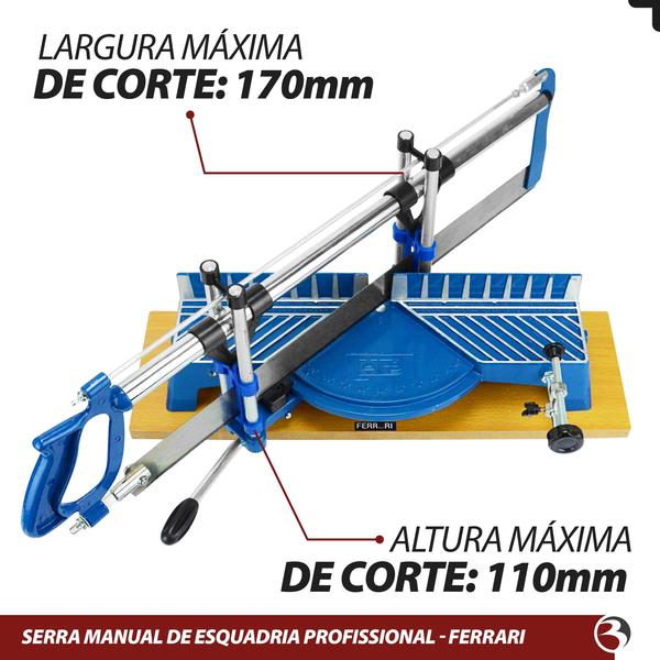 Imagem de Serra Meia Esquadria Manual Ferrari Base Precisão 45+ Lâmina 500mm Para Madeira e Alumínio