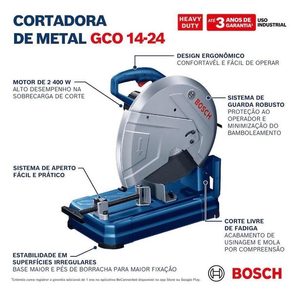 Imagem de Serra Policorte Bosch Gco 14-24 2400W 127V, Com 5 Discos