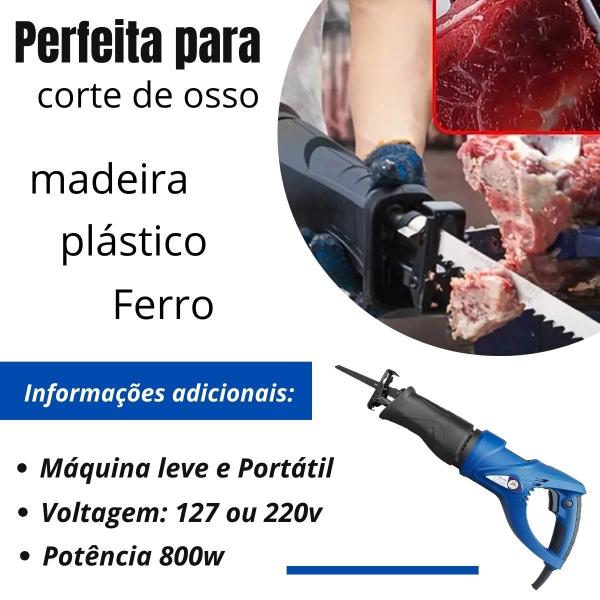 Imagem de Serra Sabre Corte de Osso Madeira Ferro Serrote Elétrico Multiuso 800W