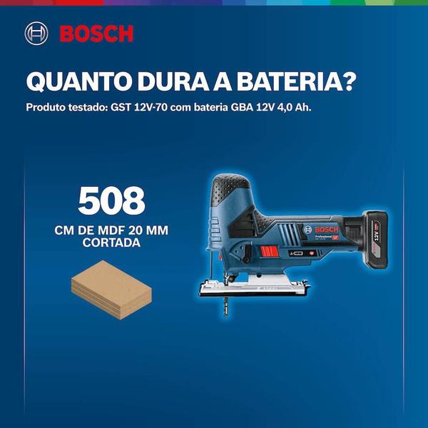 Imagem de Serra tico-tico a bateria bosch gst 12v-70, 12v, com coletor de pó, sem bateria e sem carregador