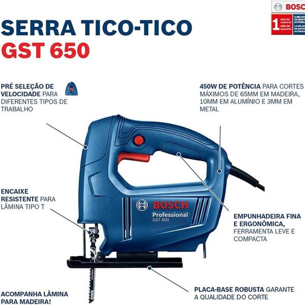 Imagem de Serra tico tico gst 650 std 450w 220v bosch