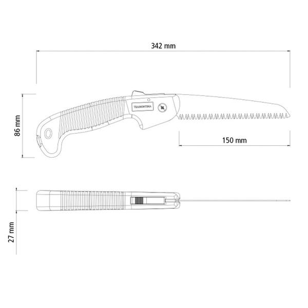 Imagem de Serrote de Poda Tramontina Profissional Dobrável Retrátil Lâmina Aço Carbono Flexível de 15cm / 6"