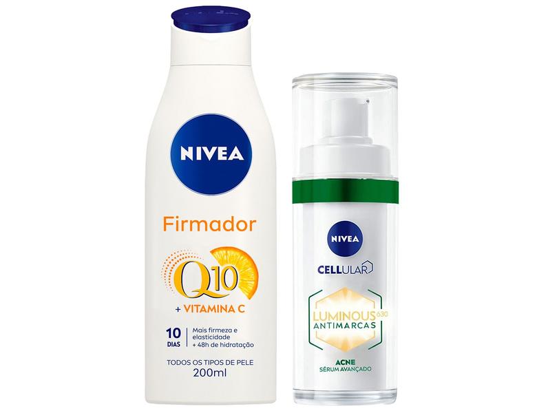 Sérum Facial Nivea Antimarcas Luminous 630 Acne - 30ml + Hidratante Desodorante Nivea Firm... Sérum Facial Nivea Antimarcas Luminous 630 Acne - 30ml + Hidratante Desodorante Nivea Firm...