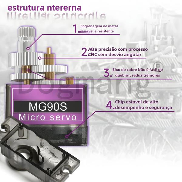 Imagem de Servo Motor MG90S de Metal para Arduino, Helicóptero, Barco e Carro - 9g