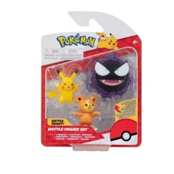 Imagem de Set Bonecos Pokémon Pikachu, Teddiursa E Gastly