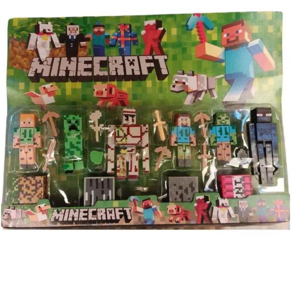 Imagem de Set Figuras de Ação Minecraft Steve Creeper Esqueleto Zumbi.