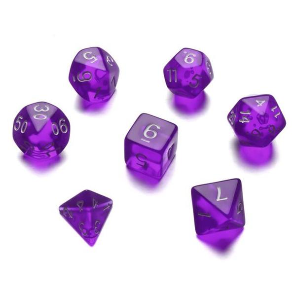 Imagem de Sete 7 Dados Rpg Roxo D4 D6 D8 D10 D10% D12 D20 Bolsa Kit