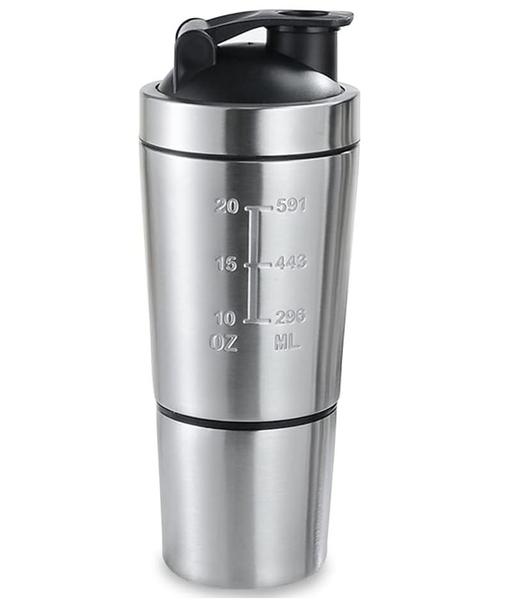 Imagem de Shakeira Dupla Inox 900ml Coqueteleira Academia Misturador