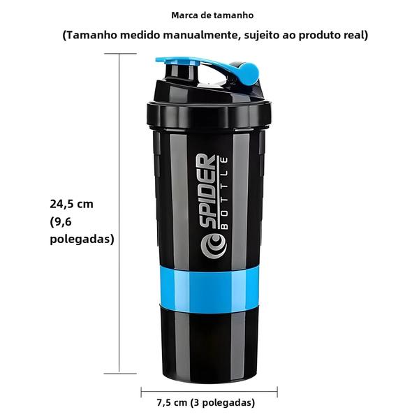 Imagem de Shaker de Proteína 3 Camadas com Grande Capacidade - Para Fitness e Milk Shakes