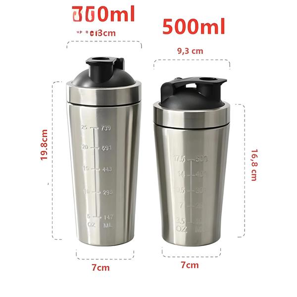 Imagem de Shaker de Proteína 500ML/750ML em Aço Inoxidável - À Prova de Vazamento