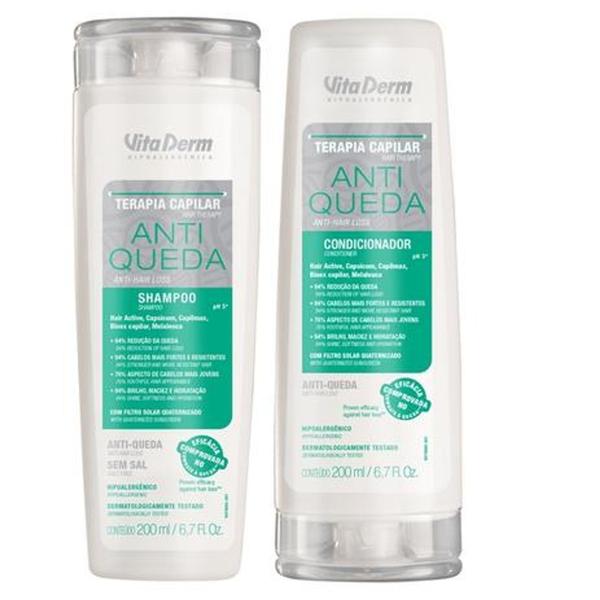 Imagem de Shampoo Anti Queda Vita Derm - 200ml  e Condicionador Anti Queda Vita Derm - 200ml 