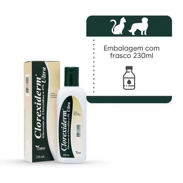 Imagem de Shampoo Antibacteriano Cães Gatos Clorexiderm Ultra 4% 230ml