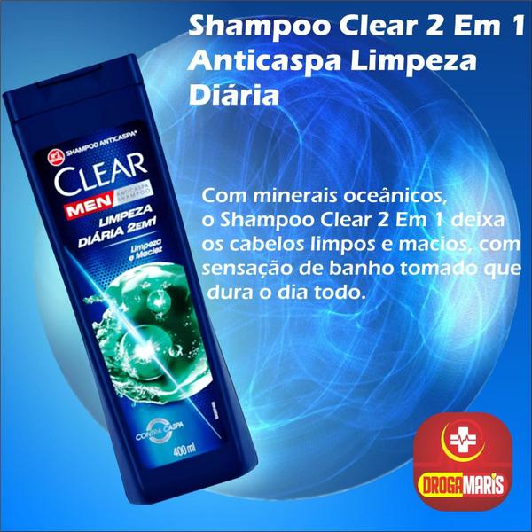 Imagem de Shampoo Anticaspa Clear Men 2 Em 1 400ml Limpeza Diária