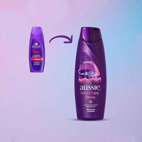 Imagem de Shampoo Aussie Cachos e Crespos Ativados Limpeza Delicada e Hidratante 360ml