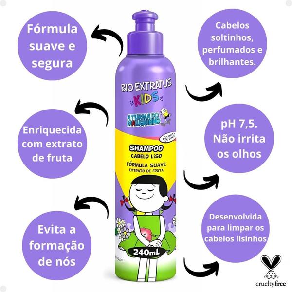 Imagem de Shampoo Bio Extratus Kids A Turma do Maluquinho Cabelo Liso 240ml