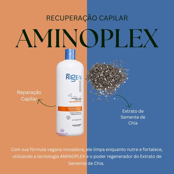 Imagem de Shampoo Cabelos Danificados Alfaparf Real Rigen Reparador 1L