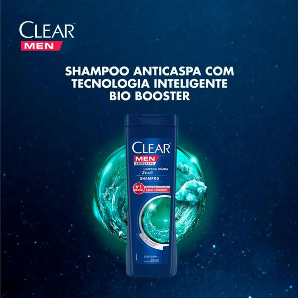 Imagem de Shampoo Clear Anti-Caspa Limpeza Diária 2 Em 1 Leve 400ml Pague 330ml