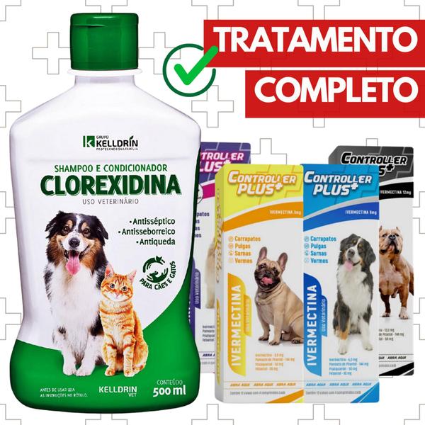 Imagem de Shampoo Clorexidina + 12 comp antipulga 16 a 30kg Controler