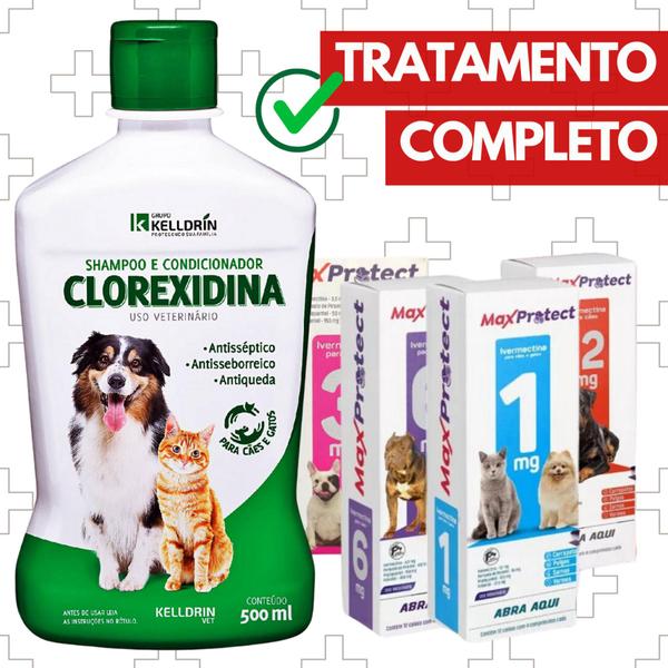 Imagem de Shampoo Clorexidina + 36 comp antipulga 16 a 30kg MaxProtect