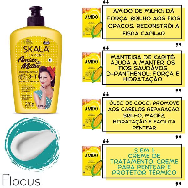 Imagem de Shampoo Condicionador Creme De Pentear Amido De Milho Skala