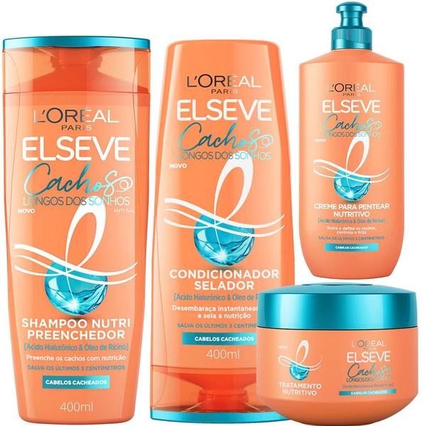 Imagem de Shampoo Condicionador Creme Pentear e Tratamento CACHOS DOS SONHOS 400ML ELSEVE