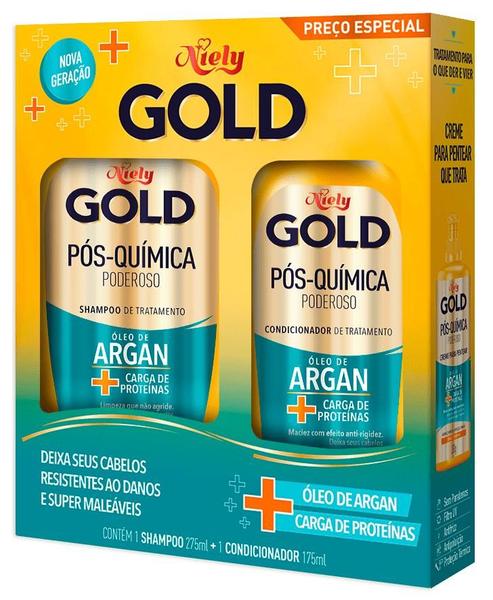 Imagem de Shampoo+ Condicionador Niely Gold Pós Química Óleo de Argan 275ml+ 175ml