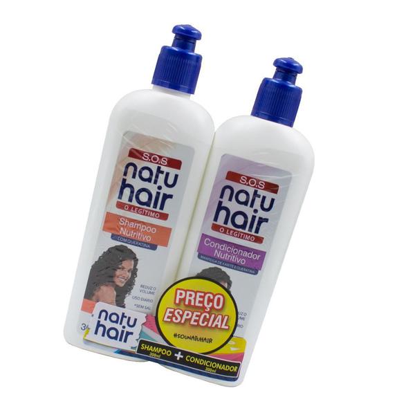 Imagem de Shampoo + Condicionador Nutritivo NatuHair SOS Hidratação Profunda Reduz o Volume 300ml (Kit com 3)