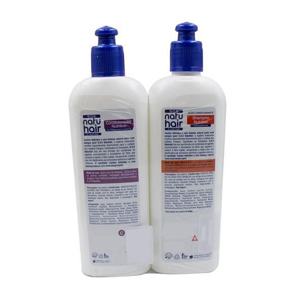 Imagem de Shampoo + Condicionador Nutritivo NatuHair SOS Hidratação Profunda Reduz o Volume 300ml (Kit com 3)