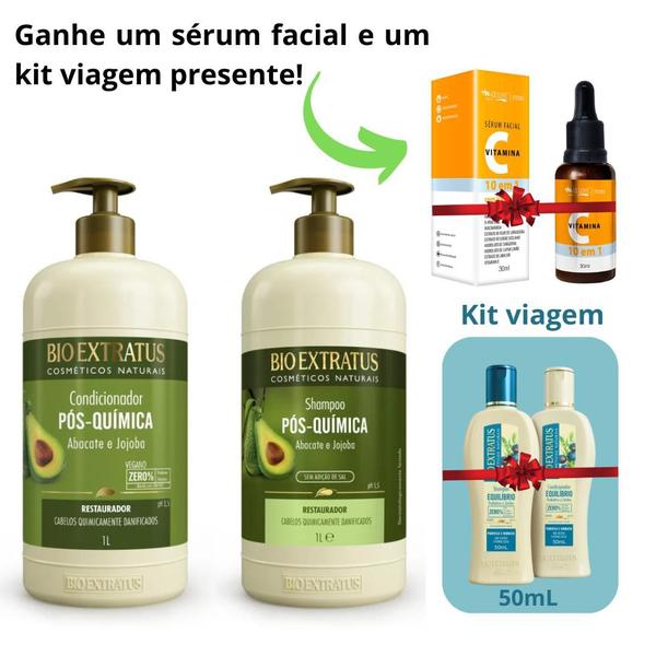 Imagem de Shampoo Condicionador Pós Química Bio Extratus 1L + shcdjab50+servtC