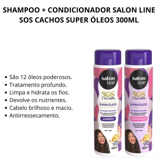 Imagem de Shampoo + Condicionador Salon Line Sos Cachos Super Óleos Nutrição Profunda 300ml