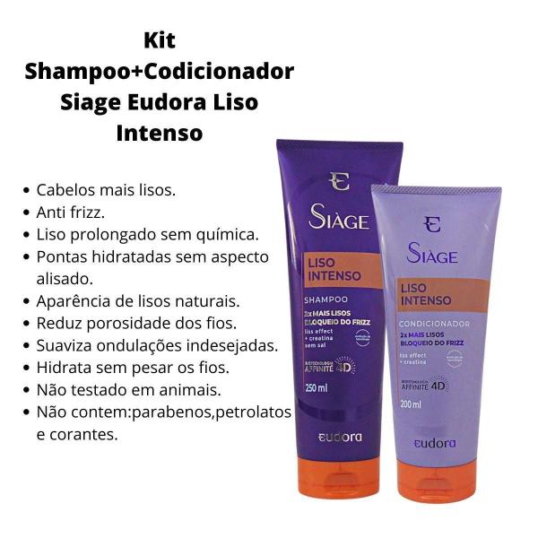 Imagem de Shampoo + Condicionador Siage Eudora Liso Intenso