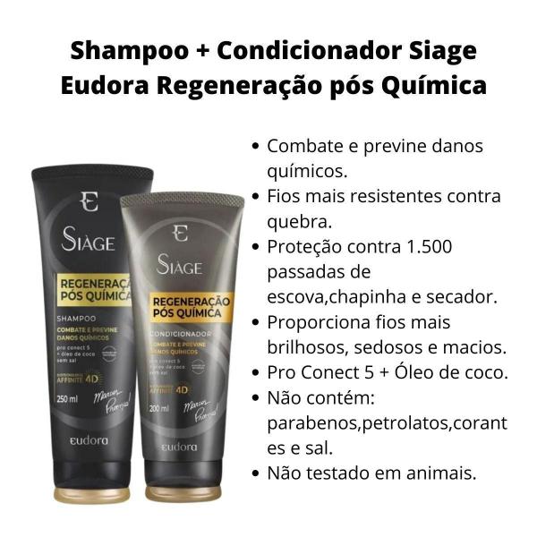 Imagem de Shampoo + Condicionador Siage Eudora Regeneração Pós Química