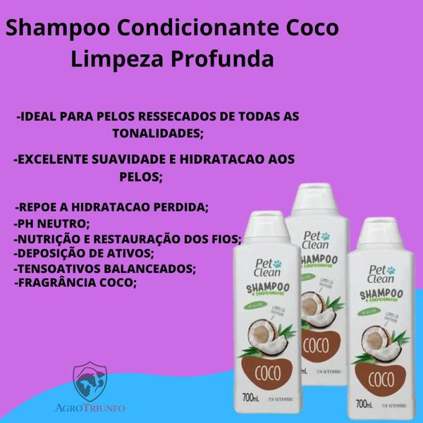 Imagem de Shampoo Condicionante Coco Limpeza Profunda Cães 700ml Pet - Pet Clean