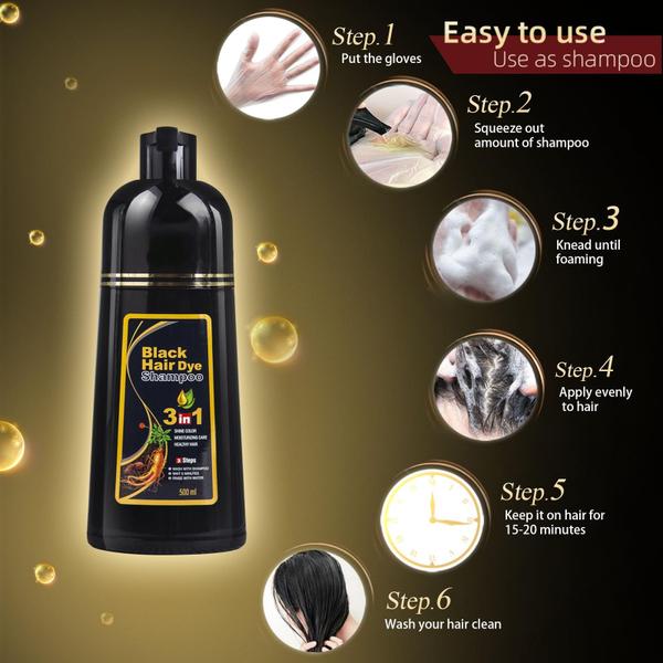 Imagem de Shampoo de tintura de cabelo Ivnil Meidu Black 500mL com cobertura cinza