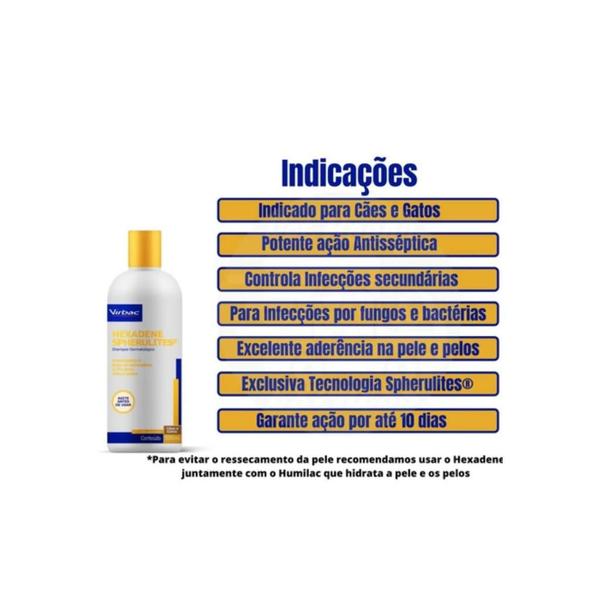 Imagem de Shampoo Dermatológico Virbac Hexadene Spherulites para Cães e Gatos 250 ml