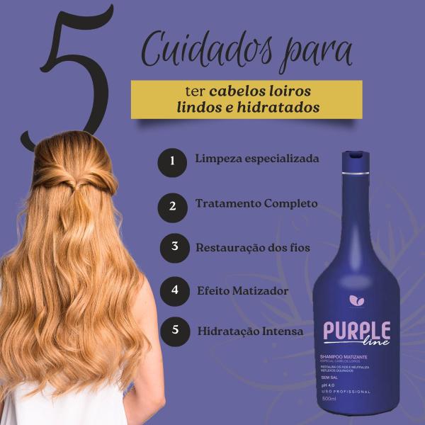 Imagem de Shampoo Desamarelador Matizante Hidratação 500 Ml Violeta