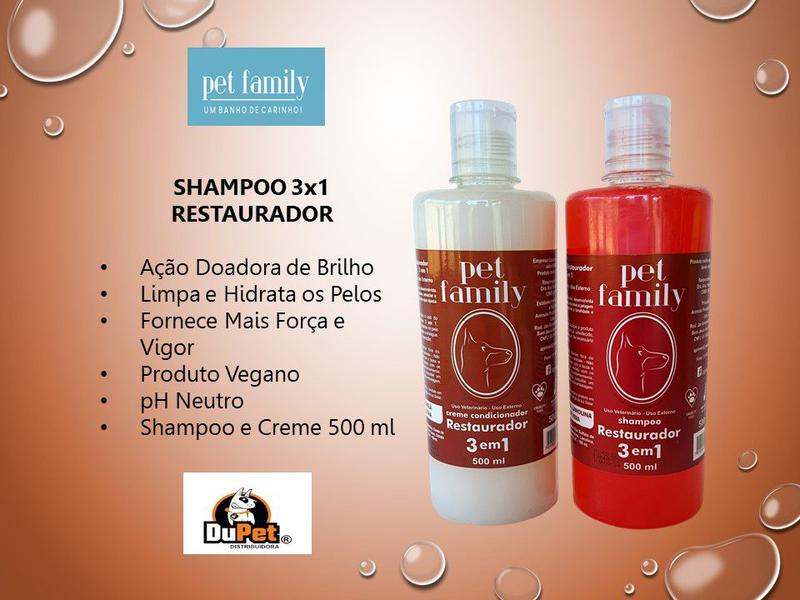 Imagem de Shampoo E Condicionador 3x1 Restaurador Pet Family 500 Ml